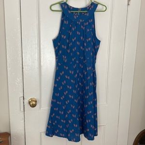 Mata Traders NWOT size L blue floral midi halter dress with pockets, ful…